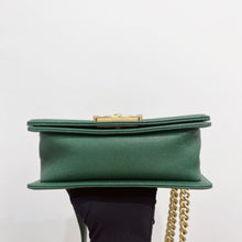Load image into Gallery viewer, Chanel green small caviar boy, aged gold hdw
