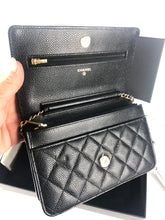 Load image into Gallery viewer, Chanel chip black caviar wallet on chain woc, gold hdw
