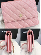 Load image into Gallery viewer, Chanel square pearl pink caviar woc (wallet on chain) gold hdw
