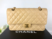 Load image into Gallery viewer, Chanel beige caviar medium classic flap, gold hdw
