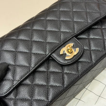 Load image into Gallery viewer, Chanel black caviar medium classic flap, gold hdw microchip
