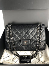 Load image into Gallery viewer, Chanel black caviar jumbo, silver hdw
