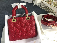 Load image into Gallery viewer, Lady Dior small red Cannage lambskin, with gold hdw

