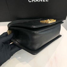 Load image into Gallery viewer, Chanel small black caviar boy bag, with gold hdw
