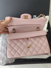 Load image into Gallery viewer, Chanel classic flap small pink 22b caviar with light gold hdw
