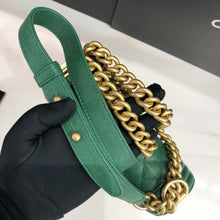 Load image into Gallery viewer, Chanel small green caviar boy, gold hdw
