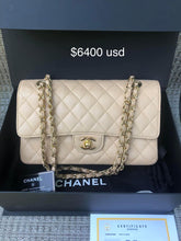 Load image into Gallery viewer, Chanel beige medium classic flap, caviar leather, gold hdw
