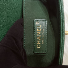 Load image into Gallery viewer, Chanel green small caviar boy, aged gold hdw
