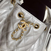 Load image into Gallery viewer, Chanel 25 small in rare silver caviar, aged gold hdw
