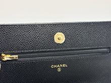 Load image into Gallery viewer, Chanel black caviar microchip woc (wallet on chain) with gold hdw
