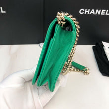 Load image into Gallery viewer, Chanel green caviar boy woc, gold hdw
