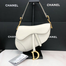 Load image into Gallery viewer, Dior medium saddle bag white, with gold hdw
