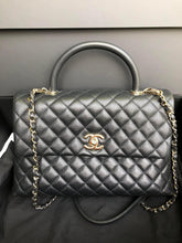 Load image into Gallery viewer, Chanel 30 series black caviar large coco handle, light gold hdw
