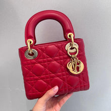 Load image into Gallery viewer, Lady Dior red mini lambskin, gold hdw
