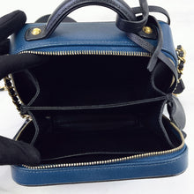 Load image into Gallery viewer, Chanel small blue filigree vanity, gold hdw
