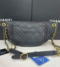 Load image into Gallery viewer, Chanel 19A black “all about chains” ancient Egypt collection. pearl bumbag
