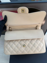 Load image into Gallery viewer, Chanel double flap jumbo beige caviar with gold hardware.
