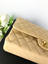 Load image into Gallery viewer, Chanel beige caviar medium classic flap, gold hdw
