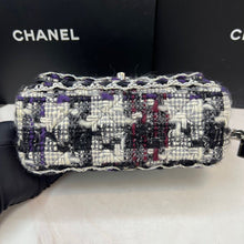 Load image into Gallery viewer, Chanel black white mini tweed, silver hdw
