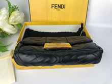 Load image into Gallery viewer, Fendi black mini baguette, gold hdw, with long strap
