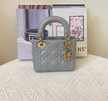 Load image into Gallery viewer, Lady Dior Mini Pearl Grey, with gold hdw
