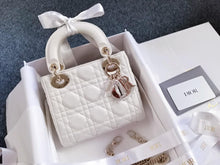 Load image into Gallery viewer, Lady Dior mini white, with gold hdw
