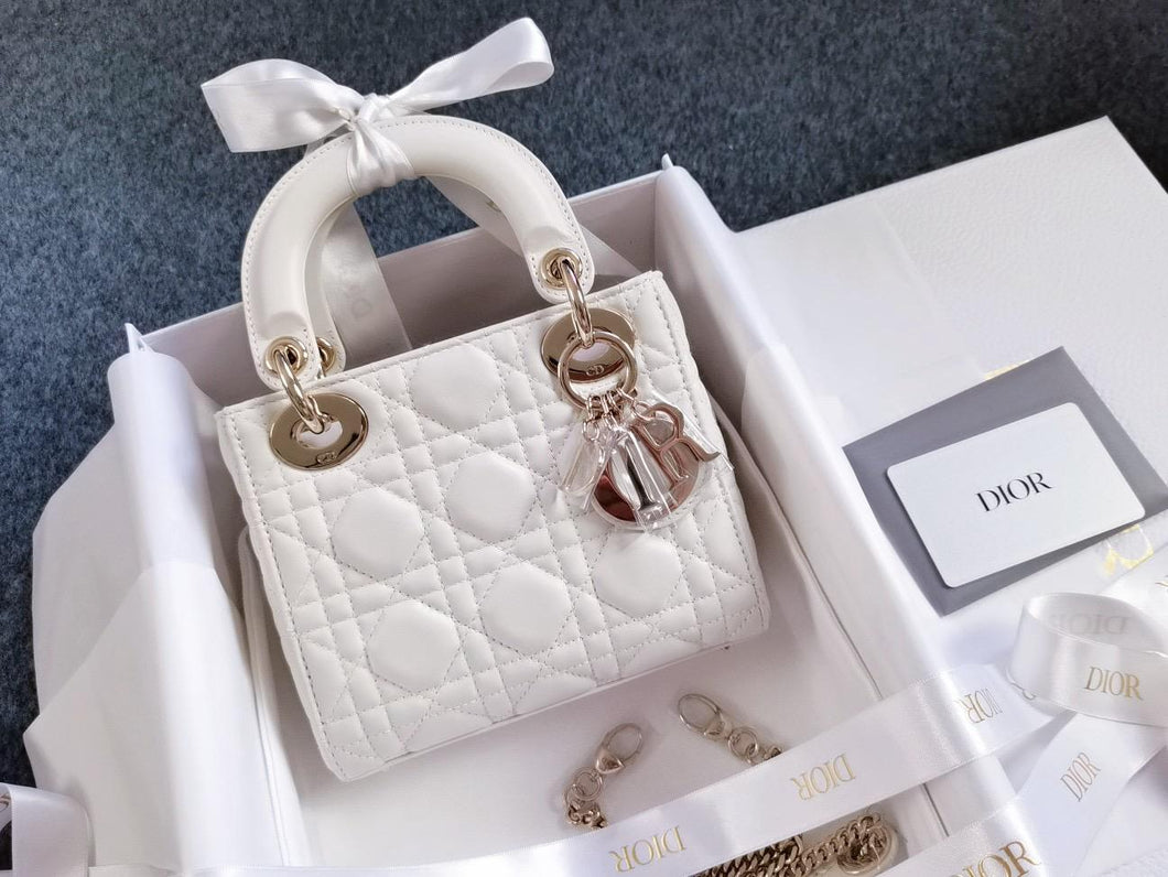 Lady Dior mini white, with gold hdw