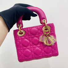 Load image into Gallery viewer, Lady Dior mini in Barbie pink with gold hdw
