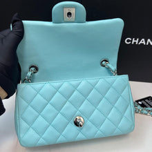 Load image into Gallery viewer, Chanel 19c Tiffany blue mini, silver hdw (rare)
