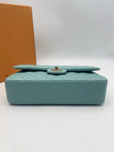 Load image into Gallery viewer, Chanel Tiffany blue medium caviar classic flap, light gold hdw
