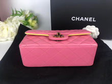 Load image into Gallery viewer, Chanel pink mini rectangular with yellow interior, rainbow hdw
