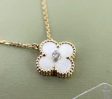 Load image into Gallery viewer, VCA Van Cleef &amp; Arpels 2012 white mop holiday pendant with diamond, 18k rose gold
