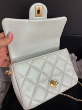 Load image into Gallery viewer, Chanel mint green iridescent caviar mini 24p sweetheart, with gold hdw
