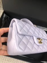 Load image into Gallery viewer, Chanel 21k lilac purple mini top handle, light gold hdw
