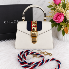 Load image into Gallery viewer, Gucci Mini Sylvie bag, white calfskin leather gold hardware
