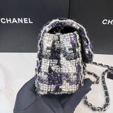 Load image into Gallery viewer, Chanel black white mini tweed, silver hdw
