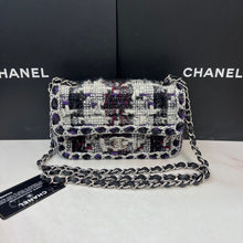 Load image into Gallery viewer, Chanel black white mini tweed, silver hdw
