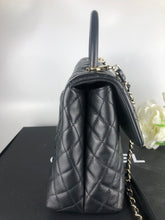 Load image into Gallery viewer, Chanel large black caviar coco handle, light gold hardware
