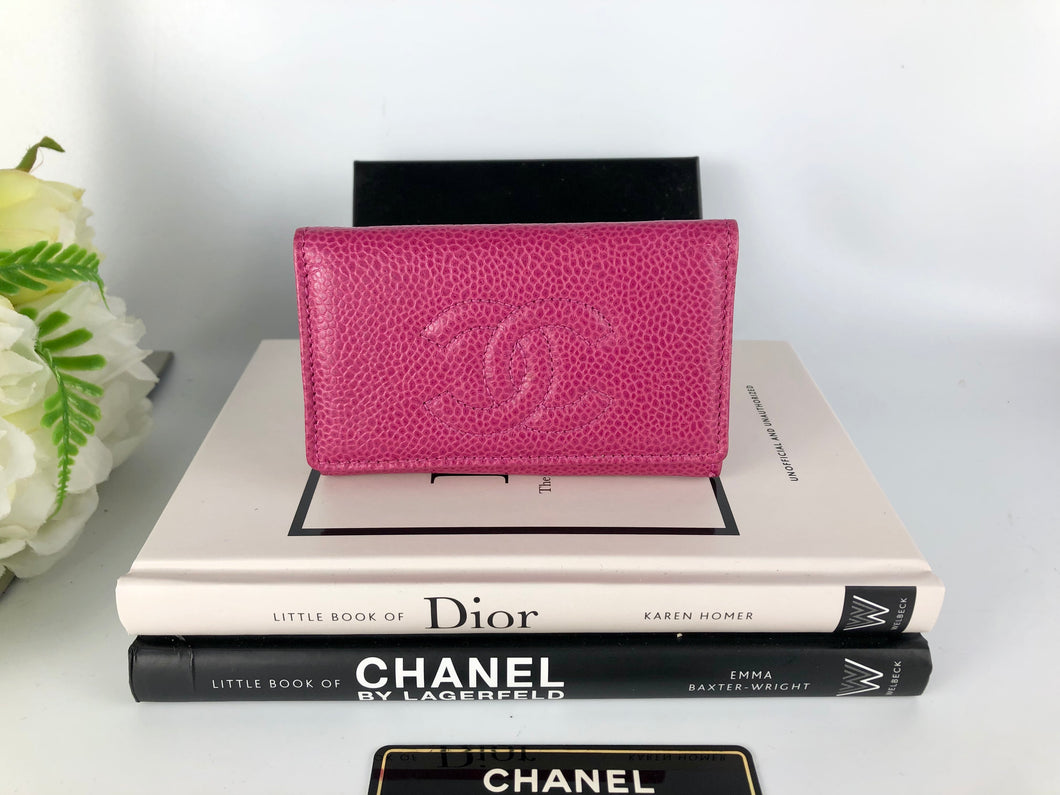 Chanel pink caviar vintage key holder