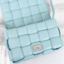 Load image into Gallery viewer, Bottega Veneta baby blue padded cassette bag with silver hdw
