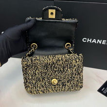 Load image into Gallery viewer, Chanel mini square, gold and black tweed
