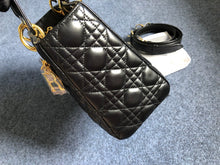 Load image into Gallery viewer, Lady Dior black medium cannage lambskin, gold hdw
