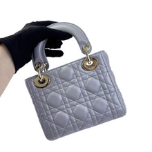 Load image into Gallery viewer, Lady Dior pearl grey lambskin mini, gold hdw
