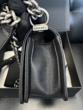 Load image into Gallery viewer, Chanel small black caviar boy, ruthenium hdw
