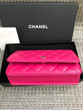 Load image into Gallery viewer, Chanel 22k dark pink caviar woc wallet on chain, full set
