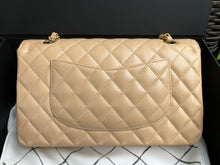 Load image into Gallery viewer, Chanel medium beige caviar classic flap with gold hdw
