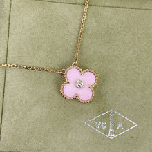 Load image into Gallery viewer, Van Cleef &amp; Arpels (VCA) 2015 limited edition pink porcelain pendant with diamond, rose gold.
