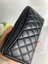 Load image into Gallery viewer, Chanel black lambskin long wallet, silver hdw
