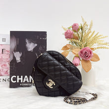 Load image into Gallery viewer, Chanel 22s CC in love lambskin large black heart bag, light gold hdw
