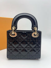 Load image into Gallery viewer, Lady Dior black mini patent, light gold champagne hardware
